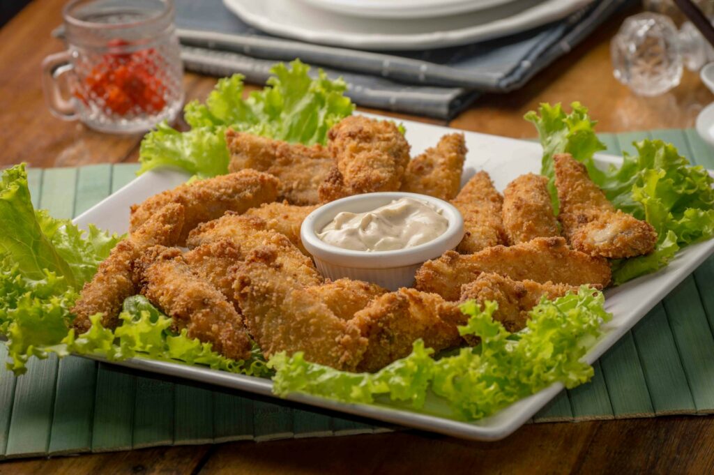 Chicken fingers on a plate